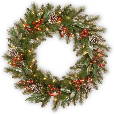 Outdoor Christmas Wreath with Lights