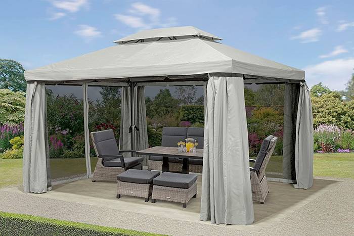 GSD Gazebo in a Garden Environment with Table and Chairs Inside